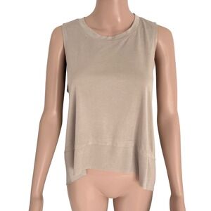 UEU Womens Modal Blend Activewear Tank Top Taupe High Low S NWT Gorpcore